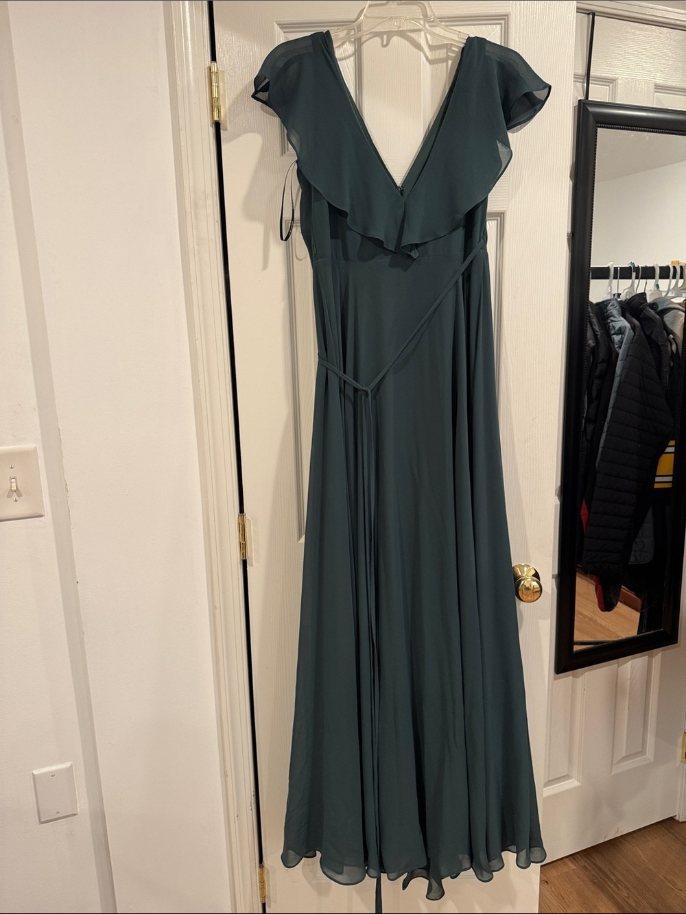 Teal formal wrap dress